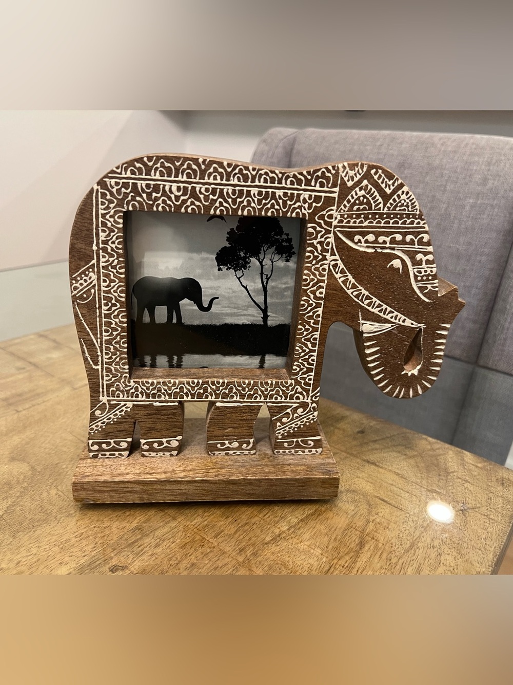 Handcrafted Elephant Wood Photo Frame